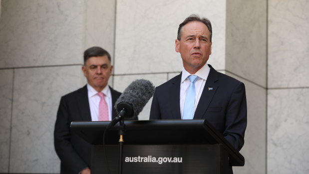 Health Minister Greg Hunt said the government had taken advice from an expert panel led by Health Department Secretary Professor Brendan Murphy (left) in acquiring the new doses.