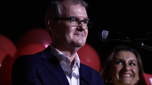 Labor leader Michael Daley concedes on Saturday night. 