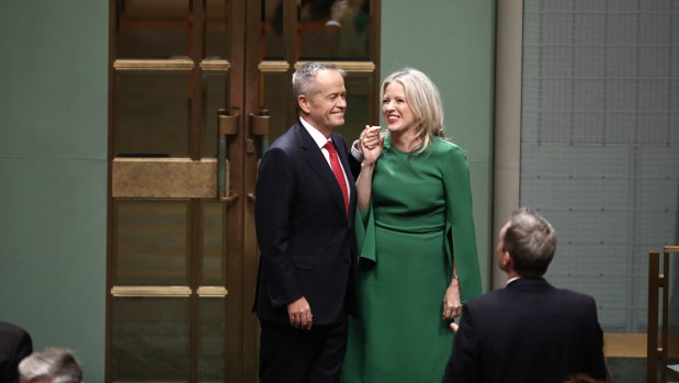 Chloe Shorten has built her style signature around structured dresses in bold colours.