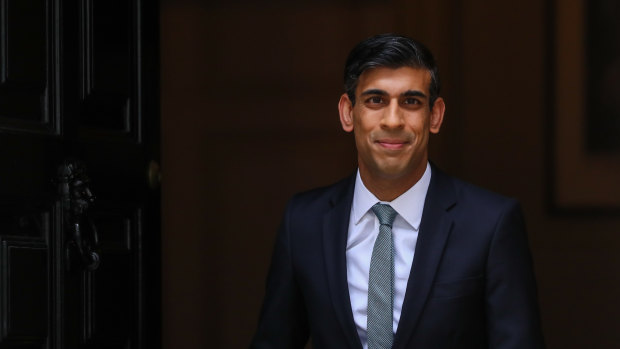 Chancellor Rishi Sunak leaves Number 11 Downing Street ahead of his statement to Parliament.