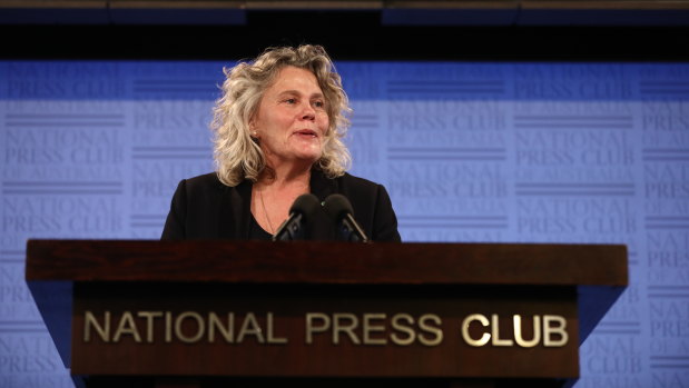 National Farmers Federation president Fiona Simson speaking to the National Press Club in Canberra on Tuesday. 