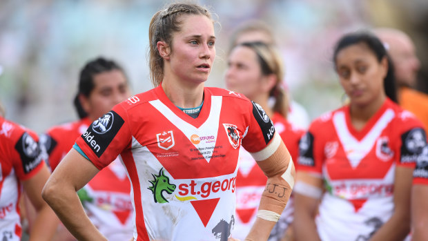 Disappointed Dragons captain Kezie Apps after her side were dominated by Brisbane. 