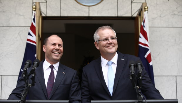 Prime Minister Scott Morrison and Treasurer Josh Frydenberg on Tuesday morning.