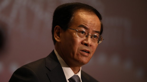 Chinese Ambassador to Australia Cheng Jingye speaks at a Australia China Business Council networking event held at Parliament House in Canberra.