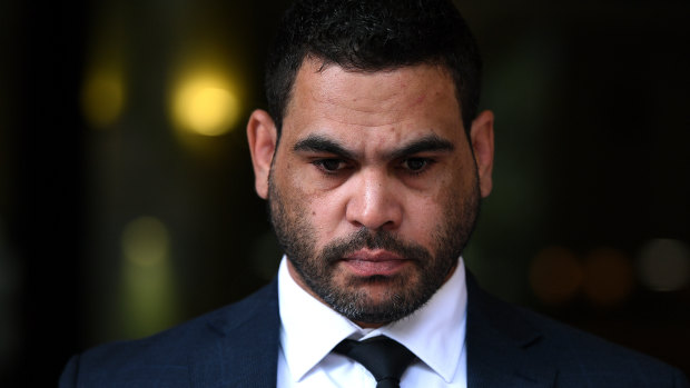 Testing time: Greg Inglis leaves the Downing Centre Local Court on January 14.