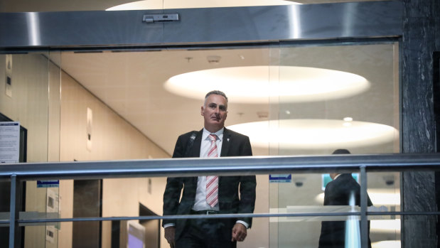 NSW MP John Sidoti leaving the NSW corruption watchdog hearings in Sydney in April.