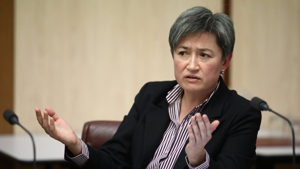 Senator Penny Wong questions AEC Commissioner Tom Rogers on Thursday.