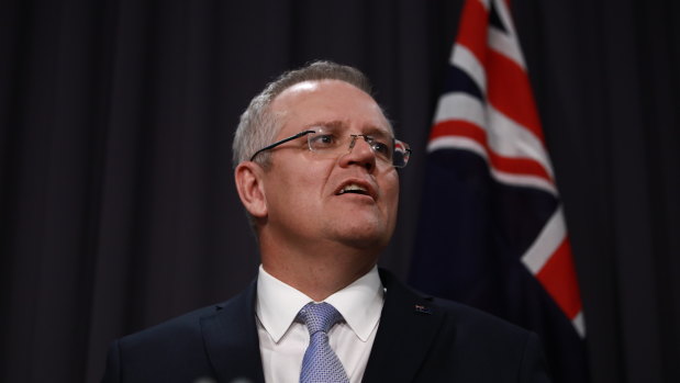 Scott Morrison giving his first press conference as Prime Minister elect