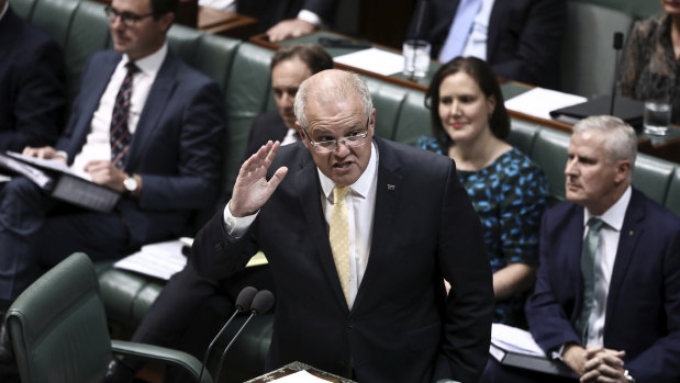 Prime Minister Scott Morrison in Question Time.