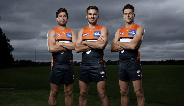 Toby Greene (left) shared the Giants’ captaincy with Stephen Coniglio and Josh Kelly last year.