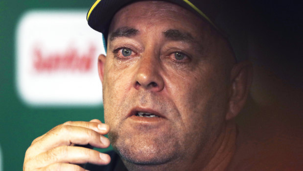 Emotional: Darren Lehmann announces his resignation as Australian coach.