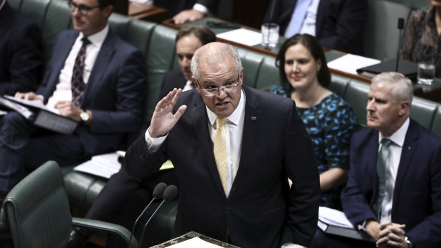 Prime Minister Scott Morrison in question time on Wednesday.