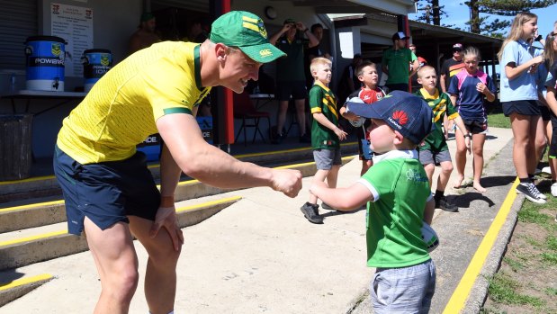 Jack Wighton was a popular choice when the Kangaroos met with fans following training on Monday.