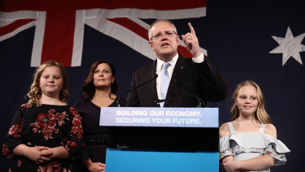 Scott Morrison claims victory in Saturday's election.