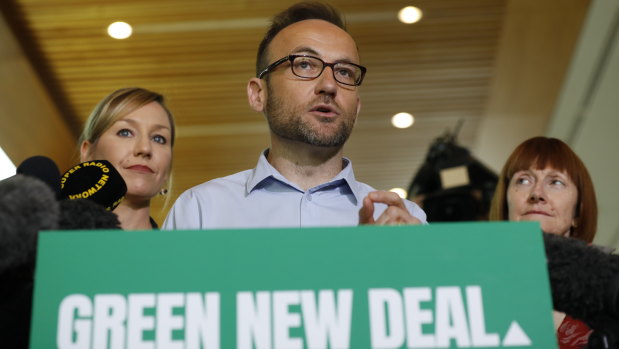 New Greens leader Adam Bandt, pictured with co-deputy leader Larissa Waters, wants to impose a new levy on coal companies to pay for more firefighters. 