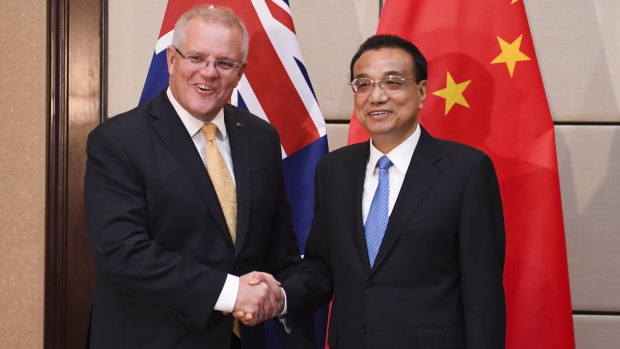 Scott Morrison with the Premier of the People's Republic of China, Li Keqiang, before the ASEAN summit in Bangkok last year.