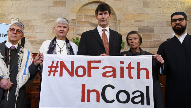 "No faith in coal" ... a multi-faith plea this year involved representatives of 150 religious leaders calling on Prime Minister Scott Morrison to recognise Australia's moral responsibility to avoid a climate catastrophe. 
