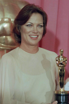 Louise Fletcher holds the Academy Award she won for her leading role in One Flew Over The Cuckoo’s Nest in 1976