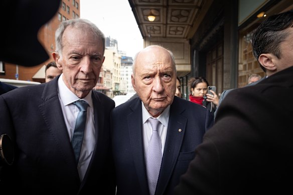  Alan Jones arrives at the Downing Centre Courthouse this morning.