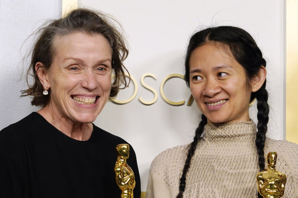 Frances McDormand and Chloe Zhao teamed up to win best picture, director and actress for Nomadland at the Oscars.