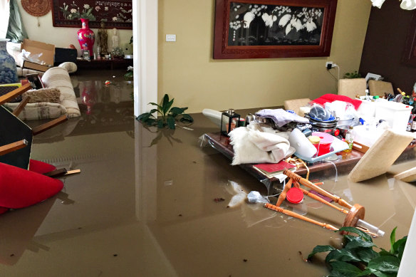 Paul Lau and Jackie Wong’s Maribyrnong home during the October 2022 floods.