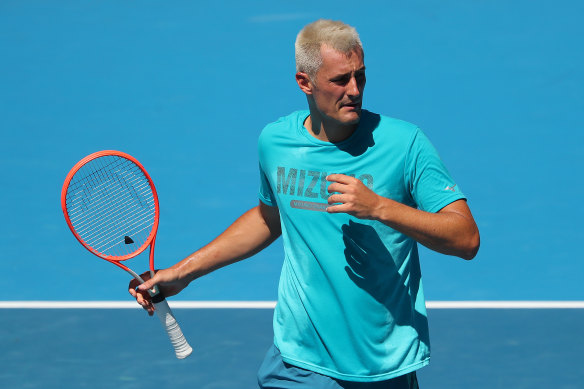 Bernard Tomic during a practice session on January 10.