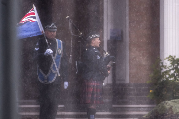 A lone piper played as Leading Senior Constable Taylor's coffin was taken from the chapel.