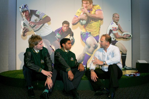 Tim Auremi (left) with Albert Kelly and Paul Sironen at the ASRL team announcement in 2008.
