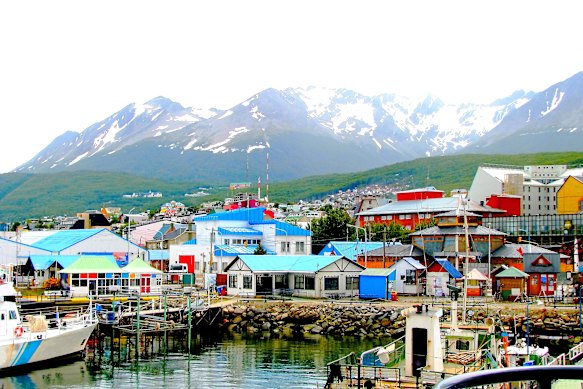 Admire the ships and colourful scenery along the waterfront.
