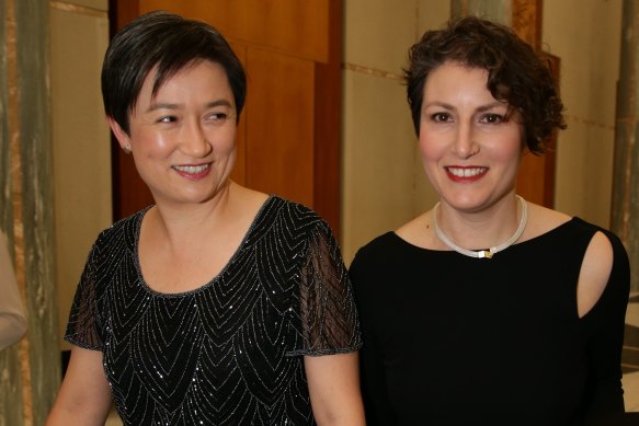 Penny Wong and Sophie Allouache at Parliament House in 2013.