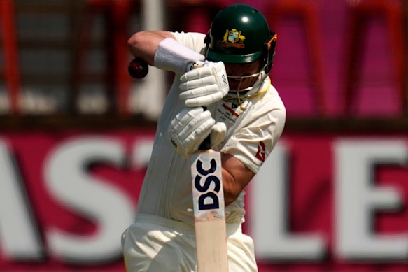 Australia’s Matt Renshaw takes evasive action against a high ball.