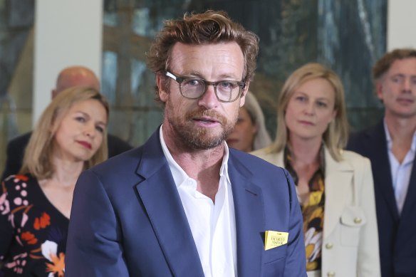 Australian actor Simon Baker, addressing a press conference in Parliament House in Canberra, said a local content quota on streaming services such as Netflix would ensure the long-term sustainability of the local film industry once the “sugar hit” of interest from Hollywood studios evaporated.