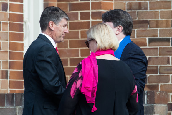 Lucas Fowler's father, Stephen, left, and his mother Shaunagh at the funeral service on Friday.