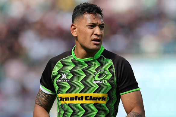 Israel Folau playing for a World XV against the Barbarians at Twickenham.