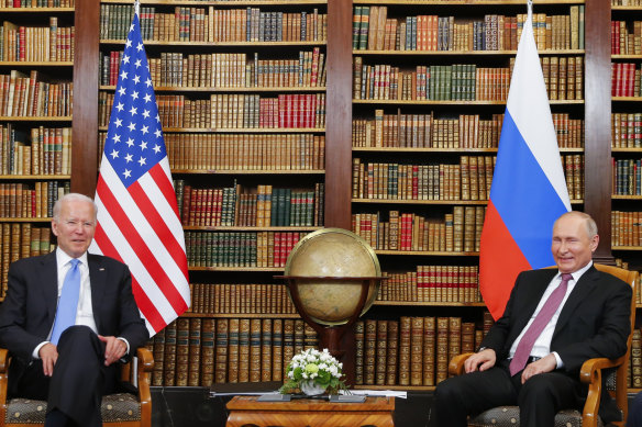 US President Joe Biden meets with Russia’s Vladimir Putin in Geneva. 