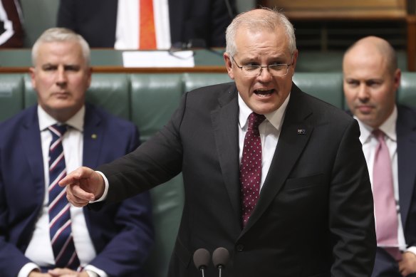 Prime Minister Scott Morrison during question time on Wednesday.