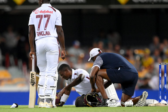 A Mitchell Starc yorker called time on Shamar Joseph’s innings.