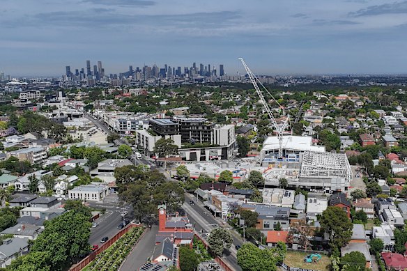 The Kew Recreation Centre development’s steel frame is rising again, but the legal fight over who is responsible for its October 2022 collapse continues.