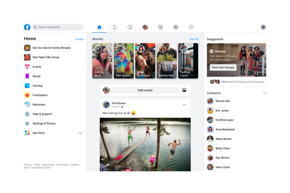Facebook's new desktop design takes the focus off public News Feed posts.