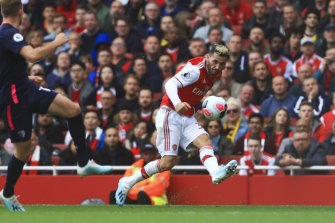 Sead Kolasinac gets a pass away for Arsenal against Bournemouth at the Emirates.