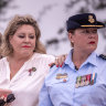 Left to right:  Wing Commander (Ret’d) Sharon Bown, Emeritus Professor Christine Duffield, Adjunct Professor Kylie Ward and Group Captain Kath Stein on Radji Beach for a remembrance ceremony for the 21 nurses executed by Japanese soldiers February 16, 1942.