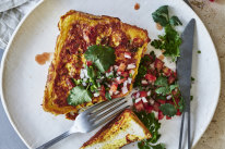 Cheesy egg toast.