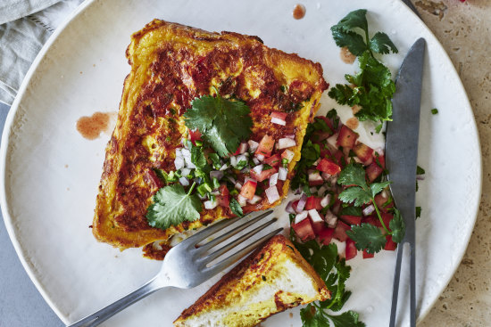 Cheesy egg toast.