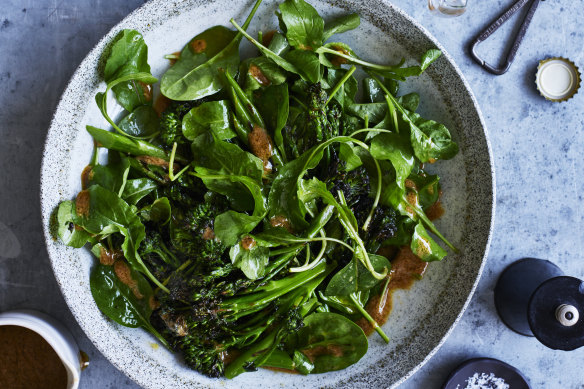 Adam Liaw’s grilled broccolini chopped salad