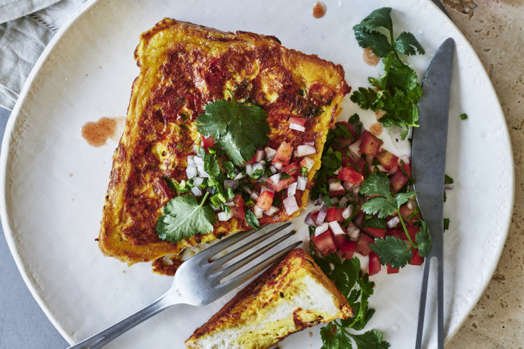 Cheesy egg toast.