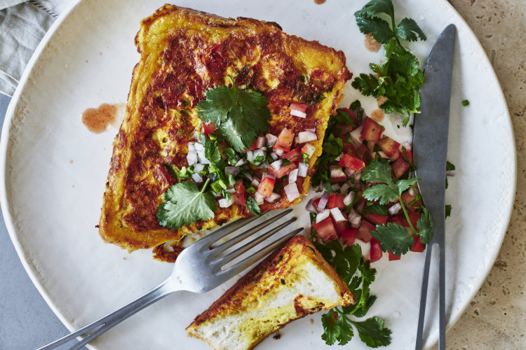 Cheesy egg toast.