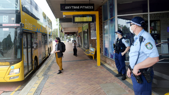 Police patrolling on Sydney's northern beaches. 