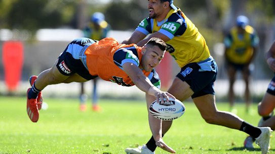 Nik Cotric (left) will make his Blues dream a reality next week. 