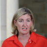 Shadow treasurer Shannon Fentiman speaks from parliament house on Wednesday.