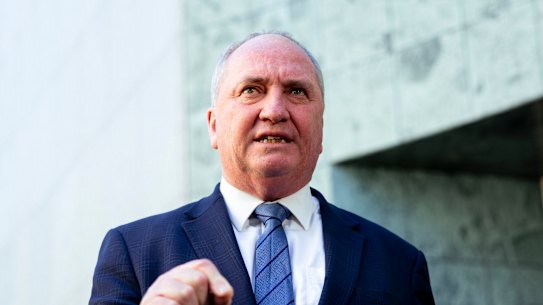 Barnaby Joyce speaks to the media after announcing his resignation from the National Party.